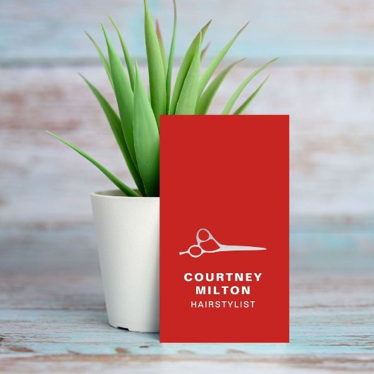 Carte De Visite Elégante gamme de ciseaux en argent Red Faux