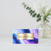 Carte De Visite Elégante Géode d'âge en marbre doré Turquoise QRCo (Debout devant)