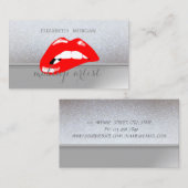 Carte De Visite Élégante Glitterie Chic Professionnelle, Lèvres Ro (Devant / Derrière)