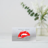 Carte De Visite Élégante Glitterie Chic Professionnelle, Lèvres Ro (Debout devant)