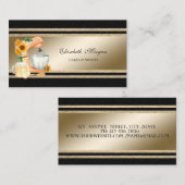 Carte De Visite Élégante Glitterie Or Stripes Mixer Floral (Devant / Derrière)