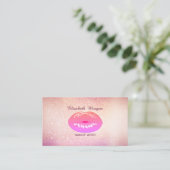 Carte De Visite Élégante Glitterie tendance Bokeh Lips (Debout devant)