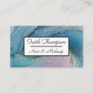 Carte De Visite Elégante Gold Purple Blue Agate Hair Styliste