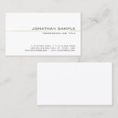 Carte De Visite Elégante Gold Stripe Simple Plain Luxe Professiona (Devant / Derrière)