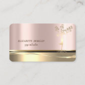 Carte De Visite Elégante Gold Tree Girl Silhouette Rose Gold (Devant)