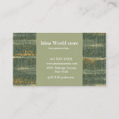 Carte De Visite Élégante Grille de toile Vert et or (Dos)