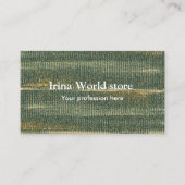 Carte De Visite Élégante Grille de toile Vert et or (Devant)