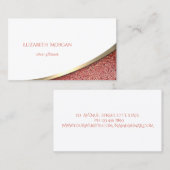 Carte De Visite Elégante Grille d'or moderne, Blanc, Marbre rouge (Devant / Derrière)