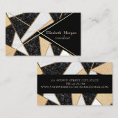 Carte De Visite Elégante Grille Or, Marbre, Géométrique (Devant / Derrière)