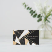Carte De Visite Elégante Grille Or, Marbre, Géométrique (Debout devant)