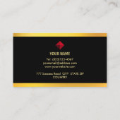 Carte De Visite Elégante Grille Or Moderne sur Noir (Dos)