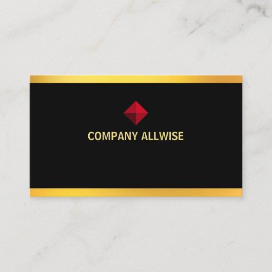 Carte De Visite Elégante Grille Or Moderne sur Noir (Devant)