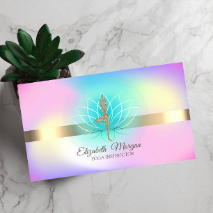 Carte De Visite Élégante Holographie Lotus Yoga Parties scintillan