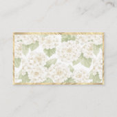 Carte De Visite Élégante Hydrangea Florale Blanche Or (Devant)