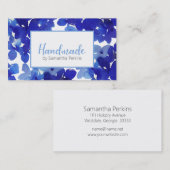 Carte De Visite Élégante Hydrangée Fleur Bleue Faite À La Main (Devant / Derrière)
