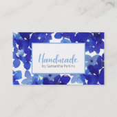 Carte De Visite Élégante Hydrangée Fleur Bleue Faite À La Main (Devant)
