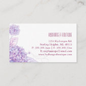 Carte De Visite Élégante Hydrangée Monogramme (Dos)