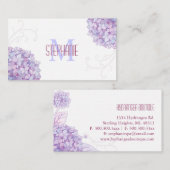 Carte De Visite Élégante Hydrangée Monogramme (Devant / Derrière)