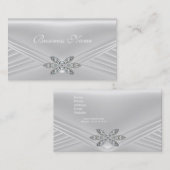 Carte De Visite Élégante image diamant d'argent blanc (Devant / Derrière)