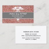 Carte De Visite Élégante infirmière Rose or rose Médicale (Devant / Derrière)