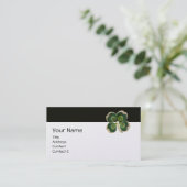 CARTE DE VISITE ÉLÉGANTE JUMEAU SHAMROCK VERT D'OR AVEC PERLES (Debout devant)