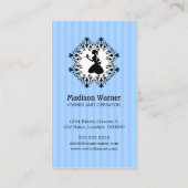Carte De Visite Elégante Lady Silhouette Cupcake Blue (Dos)