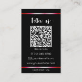 Carte De Visite Élégante ligne rose noire photo Modèle de code QR (Dos)