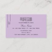 Carte De Visite Élégante Lilac violet avec Monogram Professional (Dos)