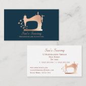 Carte De Visite Élégante machine à coudre de la Marine Rose Gold (Devant / Derrière)