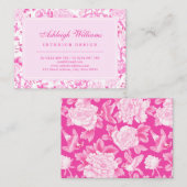 Carte De Visite Elégante Magenta Rose Chinoiserie Porcelaine Flora (Devant / Derrière)