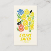 Carte De Visite Elégante Main Tirée Lémérite Jaune Été Rétro (Devant)