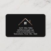 Carte De Visite Elégante maison préfabriquée en noir et or (Dos)