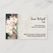 Carte De Visite Elégante Marine Bleue Blanc Flore Végétation de l' (Dos)