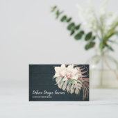 Carte De Visite Elégante Marine Bleue Blanc Flore Végétation de l' (Debout devant)