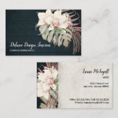 Carte De Visite Elégante Marine Bleue Blanc Flore Végétation de l' (Devant / Derrière)