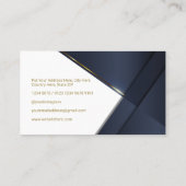 Carte De Visite Elégante Marine Blue Modern Gold Line Professional (Dos)