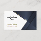Carte De Visite Elégante Marine Blue Modern Gold Line Professional (Devant)