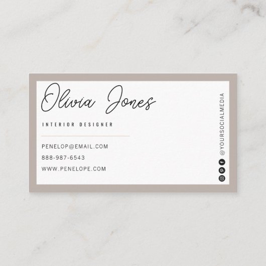 Carte De Visite Élégante marque Boho Grey Moderne tendance Unique (Dos)