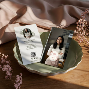 Carte De Visite Élégante marque de logo de Monogram Botanical