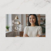 Carte De Visite Élégante marque de logo de Monogram Botanical (Devant)