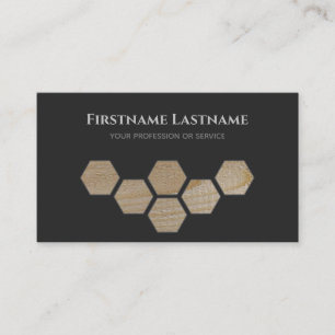 Carte De Visite Elégante menuiserie gris foncé en bois plank hexag