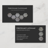 Carte De Visite Elégante menuiserie gris foncé en bois plank hexag (Devant / Derrière)