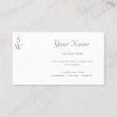 Carte De Visite Elégante Mère de Perle et Blanc avec Monogramme (Dos)