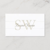 Carte De Visite Elégante Mère de Perle et Blanc avec Monogramme (Devant)