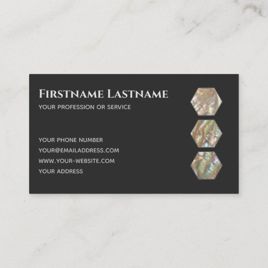 Carte De Visite Élégante mère minimale gris foncé d'hexagones perl (Dos)