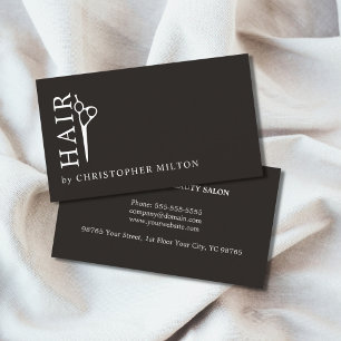 Carte De Visite Elégante minimaliste noir blanc cheveux Styliste