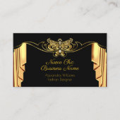 Carte De Visite Elégante mode Or noir Drapes Diamants (Devant)