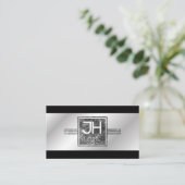 Carte de visite élégante moderne argent et noir po (Debout devant)