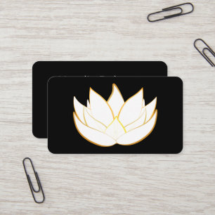Carte de visite élégante moderne dorée lotus noir
