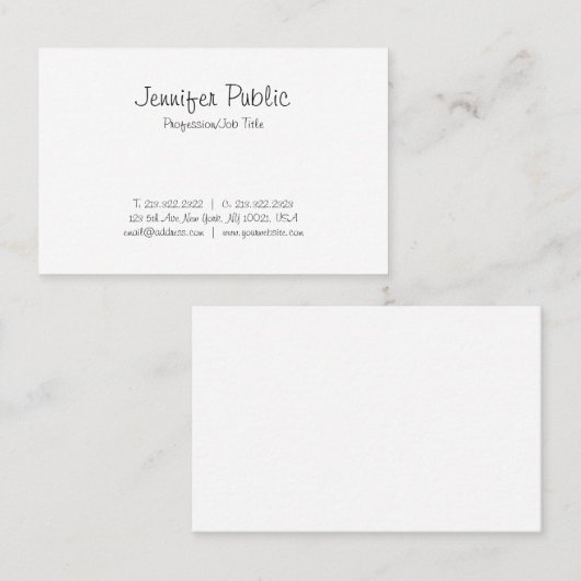 Carte De Visite Élégante Moderne Libre Script Calligraphie Sleek (Devant / Derrière)
